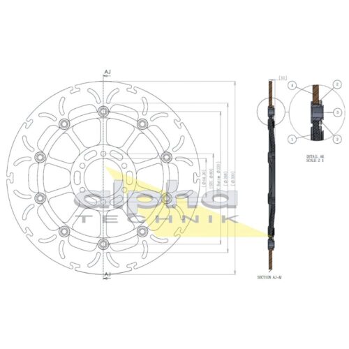 alpha Technik Bremsscheibe ABD33 schwimmend div Modelle Detailansicht